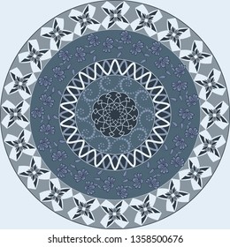 Vector illustration. Circular pattern of abstract shapes decorative flowers