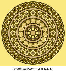 Vector illustration. Circular pattern of abstract shapes decorative flowers