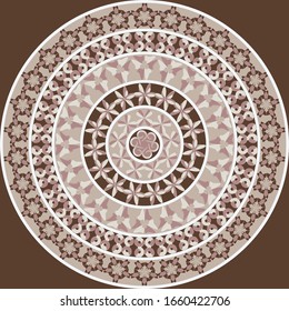 Vector illustration. Circular pattern of abstract shapes decorative flowers
