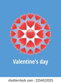 Vector illustration of circular pattern of hearts, Valentine day concept.