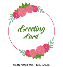Vector illustration circular pink rose wreath frames for greeting card hand drawn