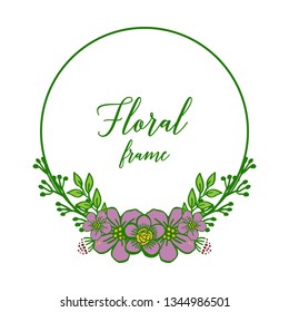 Vector illustration circular purple flower frame for invitation card hand drawn