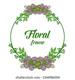 Vector illustration circular purple flower frame for invitation card hand drawn