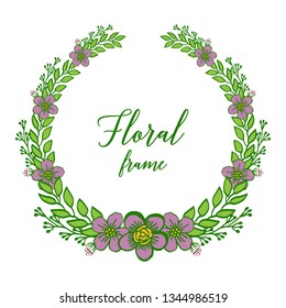 Vector illustration circular purple flower frame for invitation card hand drawn