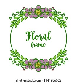 Vector illustration circular purple flower frame for invitation card hand drawn