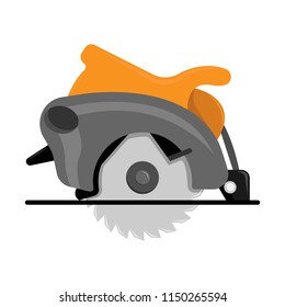 Vector illustration of a circular saw for the construction organizations.