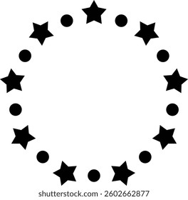 Vector Illustration of Circular Stars on White Background
