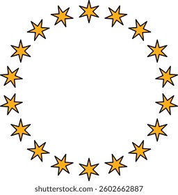 Vector Illustration of Circular Stars on White Background
