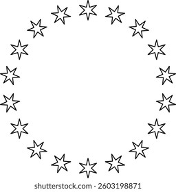 Vector Illustration of Circular Stars on White Background