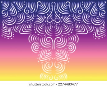 vector illustration of circular white lines on multicolor background, mandala