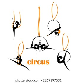 Vector illustration of a circus gymnast on a hoop spinning.