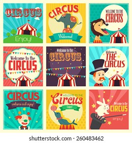 A vector illustration of circus icon sets