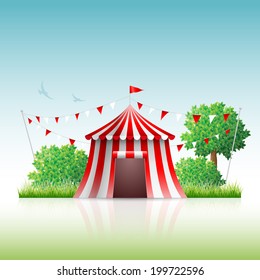 Vector illustration of circus in nature.