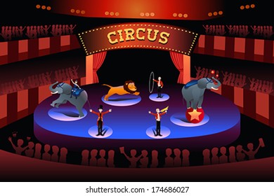 A vector illustration of circus performance