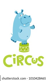 A Vector Illustration Circus Show. Party invitation with circus theme. Animals, juggler, acrobat, clown. Poster, card, sticker. Vector background