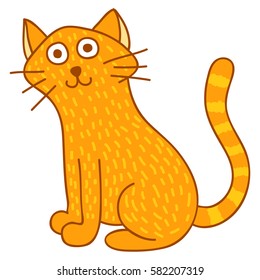 vector illustration of a cite cat sitting and watching at you