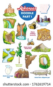 Vector illustration cities and attractions of Arkansas part 1