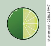 Vector illustration of citrus cross section and citrus semicircle fruit form. this citrus slice vector suitable for sticker, animation, and presentation.