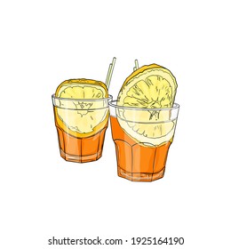 Vector illustration of citrus drink, juice, citrus vodka, cocktail, triple,
 icon, menu, bar, logo.