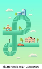 vector illustration with city