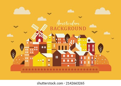 Vector illustration of city in Amsterdam, flat design concept