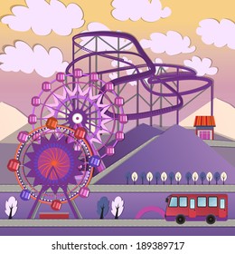 Vector illustration of City amusement park