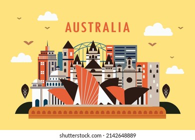 Vector illustration of city in Australia, flat design concept