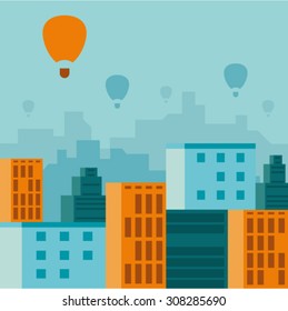 Vector illustration city balloons