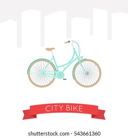 Vector illustration of city bike in flat style.