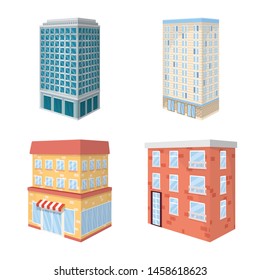 Vector illustration of city and build logo. Collection of city and apartment stock symbol for web.