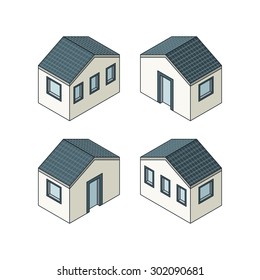 Vector illustration of city  building in different views.