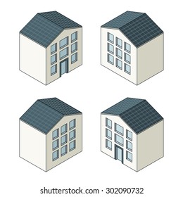 Vector illustration of city  building in different views.