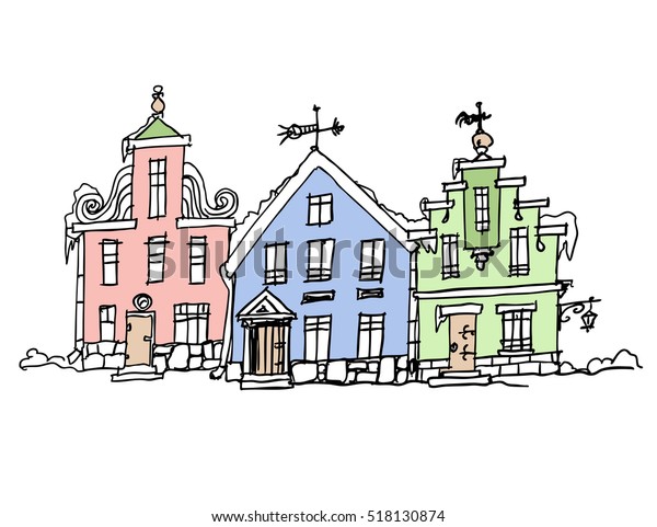 Vector Illustration City Buildings Isolated On Stock Vector