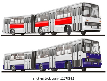 Vector illustration city bus articulated. Isolated on white background. More transportation illustrations see in my portfolio.