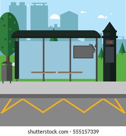 Vector illustration of city bus stop on Baku