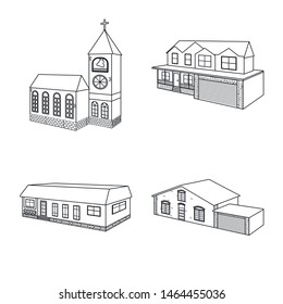 Vector illustration of city and construction logo. Set of city and estate stock symbol for web.