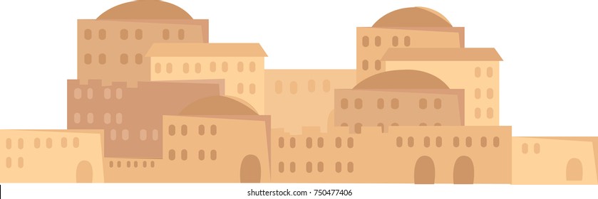 Vector Illustration Of A City In The Desert, Bethlehem, Biblical City