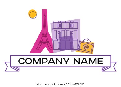 Vector illustration of city with different buildings and monuments of architecture