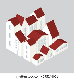 Vector illustration of city  district concept. Isometric style.