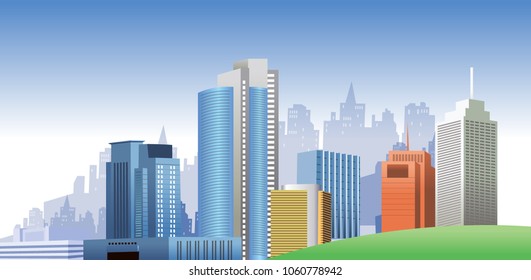 Vector illustration. City of Dreams. Building