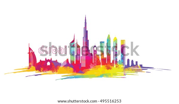 Vector Illustration City Dubai United Arab Stock Vector (Royalty Free ...