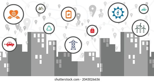 vector illustration of city and ecological symbols for detoxing of living areas cleaner life