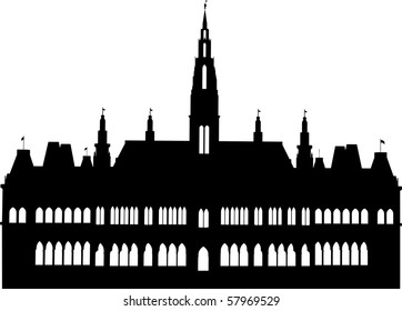 vector illustration of the city hall in Vienna