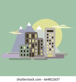Vector illustration city and landscape.