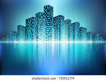 Vector illustration of City landscape with reflection