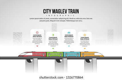 Vector illustration of City Maglev Train Infographic design element.