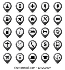 Vector illustration of city map pointers.