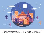Vector illustration of city in mexico, flat design concept