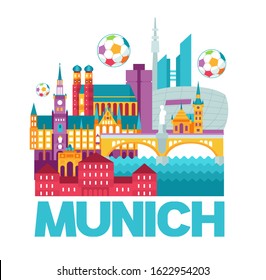 vector illustration city of munich in germany. European football design elements graphics
