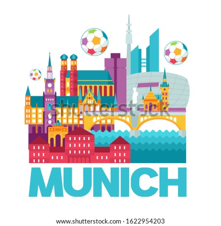 vector illustration city of munich in germany. European football design elements graphics
